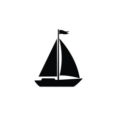 Black sailboat with flag on white sailing watercraft