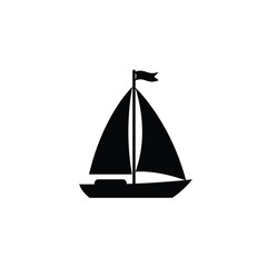 Black sailboat with flag on white watercraft