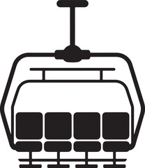 Obraz premium A simple black and white graphic of a ski lift chair with four seats presented as a silhouette