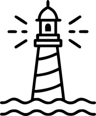 Lighthouse on a rocky coast with crashing ocean waves and seagulls