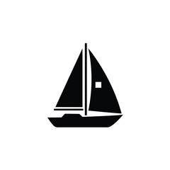 Black sailboat silhouette with jib and window sailing