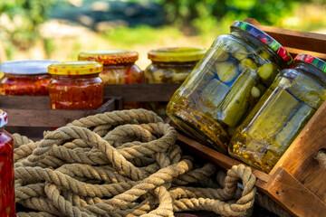 Canned cucumber in vinegar