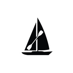Black sailboat with paddle icon watercraft nautical
