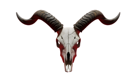 Striking ram skull with massive curved horns dramatically lit, evoking wild nature, ancient power, and raw primal energy for unique projects.
