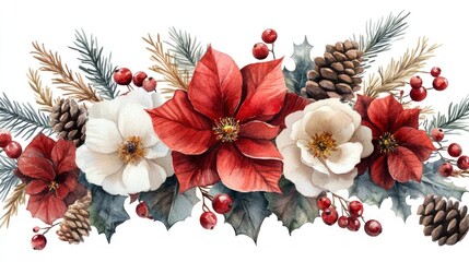 Watercolor floral winter arrangement