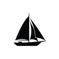 Black sailboat silhouette with sails vector