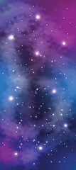 Space galaxy background with many stars. Realistic colorful cosmos with nebula and milky way. Space infinity with milky way starlight glow astronomical vector background