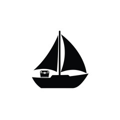 Sailboat with treasure chest icon sailing water