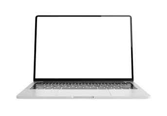 Open a laptop with a blank white screen
