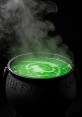  A close-up of a steaming cauldron