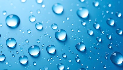 Water droplets on a blue surface