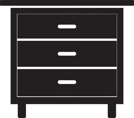 Drawer Silhouette in Black | Furniture Storage Cabinet Illustration