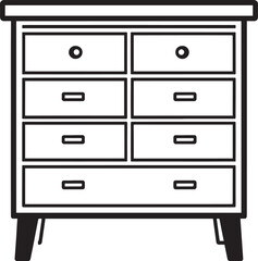 Drawer Silhouette in Black | Furniture Storage Cabinet Illustration