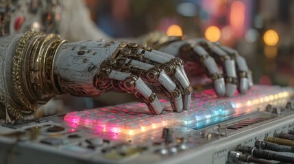 Robotic hand interacting with hologram interface