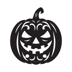 pumpkin face vector silhouette clip art logo design illustration