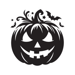 pumpkin face vector silhouette clip art logo design illustration