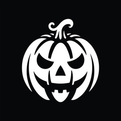 pumpkin face vector silhouette clip art logo design illustration