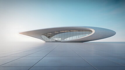 Futuristic architectural design with organic flowing lines and glass facade