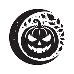 pumpkin face vector silhouette clip art logo design illustration