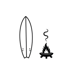 Surfboard bonfire silhouette smoke black