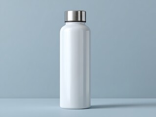 Sleek white reusable water bottle with silver cap