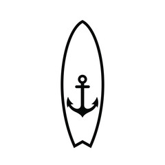Black surfboard anchor silhouette white