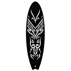 Black surfboard tribal pattern vector white