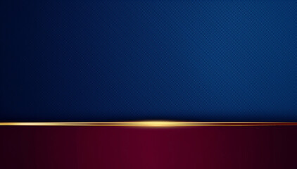Obraz premium Elegant luxury background design featuring a deep blue textured upper section, rich burgundy lower section, and a glowing golden divider, perfect for invitations, banners, or premium branding.