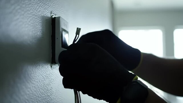 HVAC Technician Installs Smart Thermostat Home Automation Upgrade