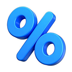 3D cartoon plastic percent sign icon, isolated on a transparent background, generative AI