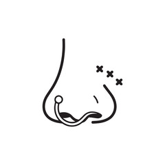 Fototapeta premium Nose ring piercing icon in outline style