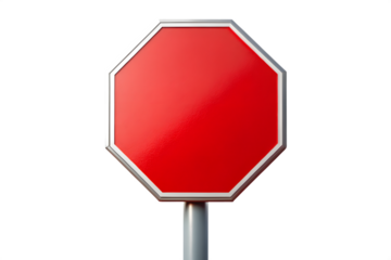 Red octagon stop sign isolated on transparent background