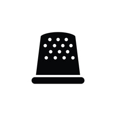 Black thimble icon with white dots sewing needle