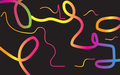 Abstract  Background. A Vector Wave Shape Gradient Pattern. A 3D Rainbow Ribbon Knot Graphic Design with a Modern Loop Squiggle Element