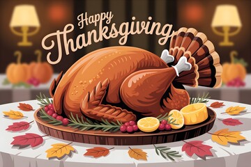 The perfect Thanksgiving turkey, garnished with rosemary and cranberries.