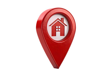 Red house location pin isolated on transparent background