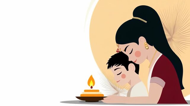 Radiant bhai dooj spirit: sibling honor, festive ritual, loving bond, sacred vow, joyful exchange, cultural tie, respectful touch, emotional link, family harmony, spiritual mark, brotherhood essence