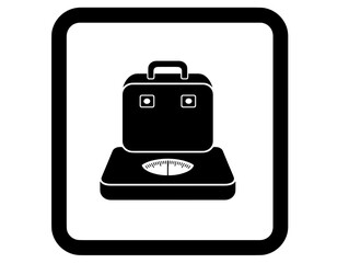 Obraz premium Suitcase weighing scale, weighing luggage at the airport