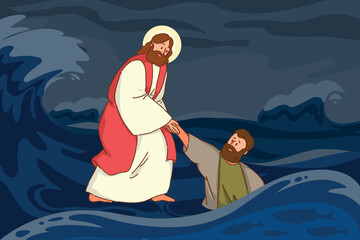 Jesus rescued Peter from a stormy sea in the Bible during a tough moment in his life