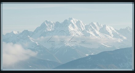 2026 Year in Glass: Snowy Mountain Landscape Through Window.