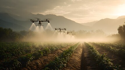Agriculture drone spraying crops field farm technology innovation precision farming aerial application
