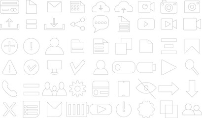 Minimal Line UI Icon Set Interface and Navigation Symbols