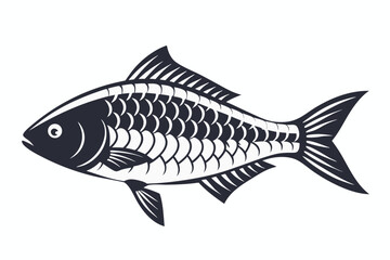 Obraz premium Isolated Dark Navy Fish Scale Pattern on a White Background Design