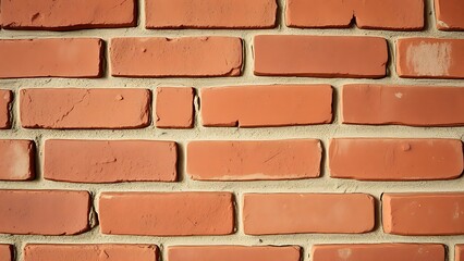 Fototapeta premium Close-up view of a textured red brick wall with warm vintage tones and even lighting.