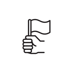 Hand holding flag icon in outline style