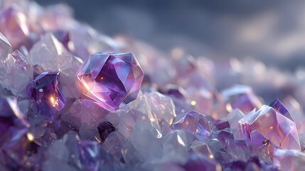 smooth inflated polygonal forms in lavender and silver on lilac grey fade