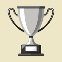 Flat Design Silver Trophy with Star Emblem