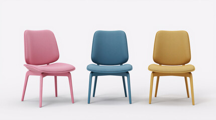 Fototapeta premium Multicolored chairs on a white background
