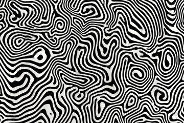 Abstract black and white pattern with swirling lines creating depth and movement across the surface