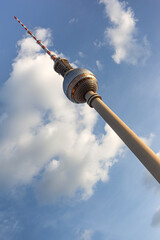 Fototapeta premium Low angle view of a futuristic building in Germany